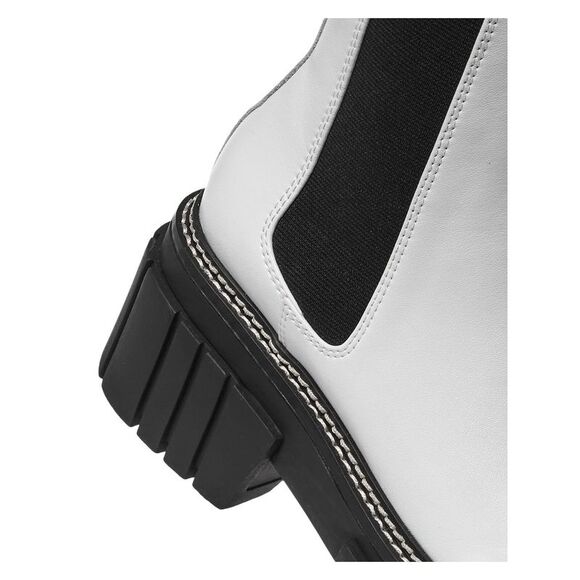 AQUA Womens White 1-1/2" Platform Casey Round Toe Block Heel Leather Booties 9 M - Picture 4 of 4